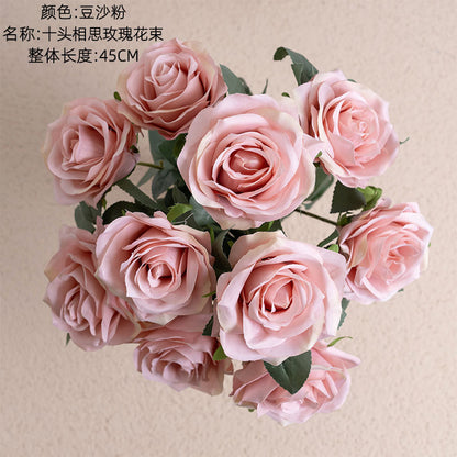 Stunning 10-Stem Artificial Rose Bouquet - Perfect Home Decor Plant for Weddings and Celebrations | Durable, Realistic, and Hassle-Free Floral Arrangement MW23313