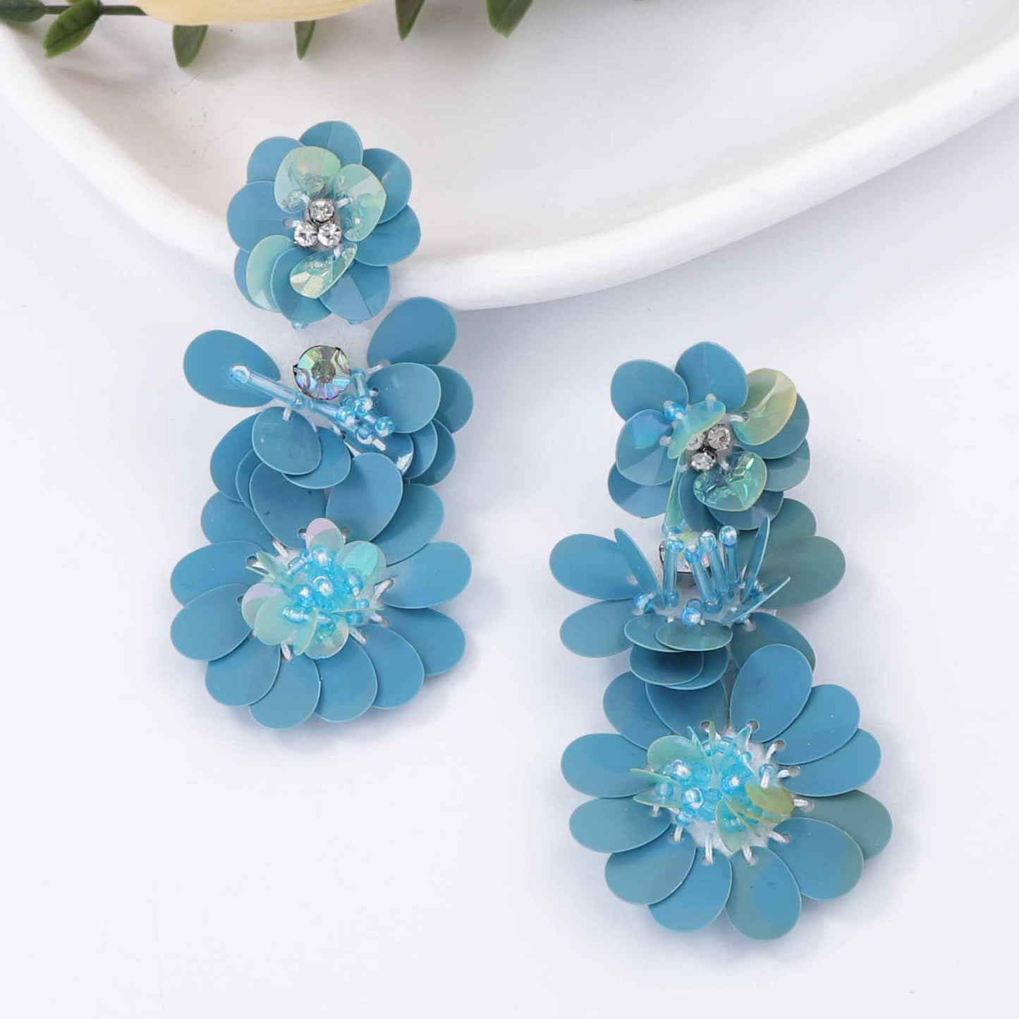 Bohemian Chic Luxury Statement Sequin Flower Drop Earrings – Unique and Versatile Jewelry for Women
