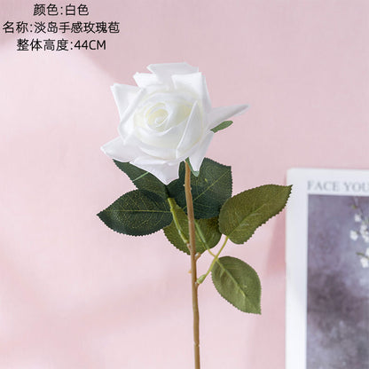 Realistic Touch Rose Bud Arrangement - Hand-Held Faux Flowers for Home Décor - Lifelike Wet Texture - Perfect for Weddings, Events, and Everyday Decorating - Model MW60005