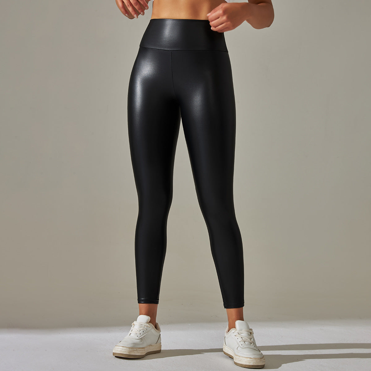 Colorful High Waisted Stretch PU Leather Leggings for Women Sculpting Butt Lifting Yoga Pants for Outdoor Wear