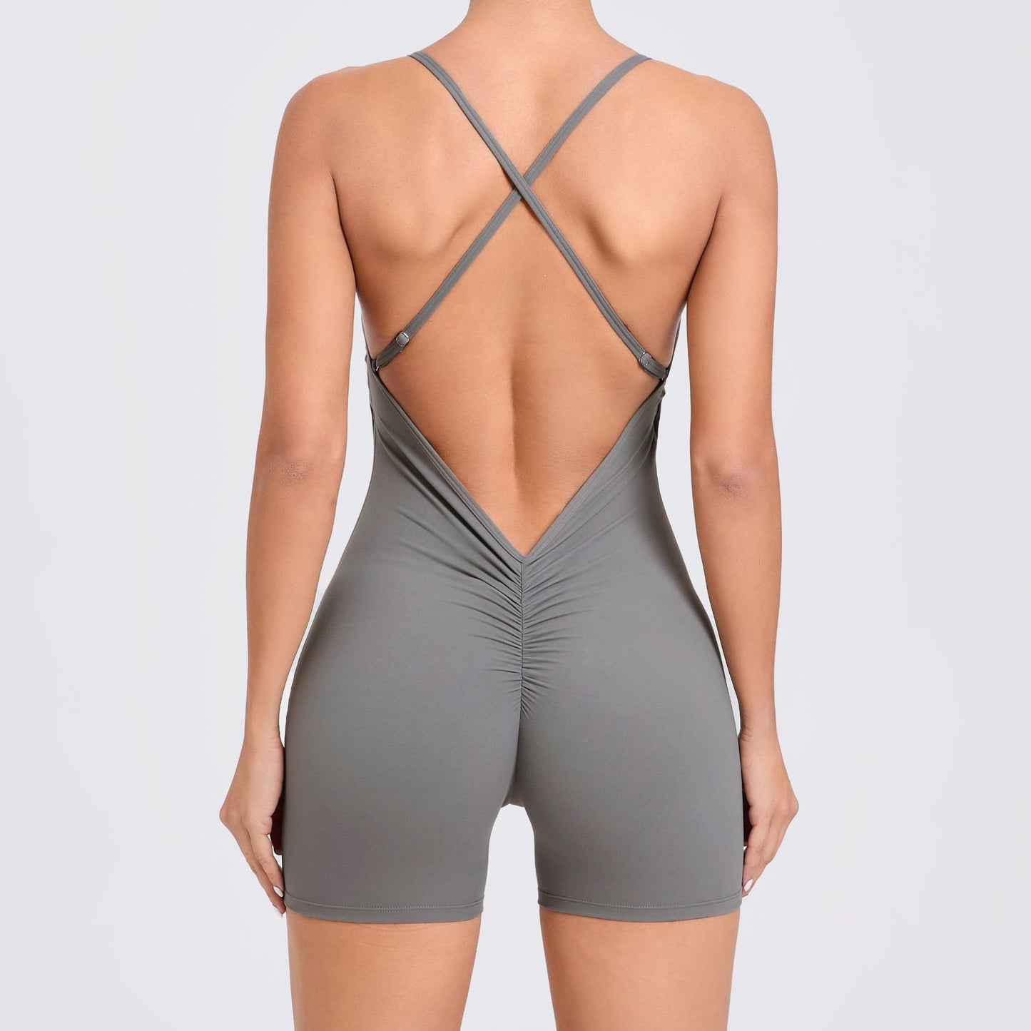 Quick Dry Sports Bodysuit with Cutout Back for Running Fitness and Yoga Supportive and Form Fitting All in One Leggings