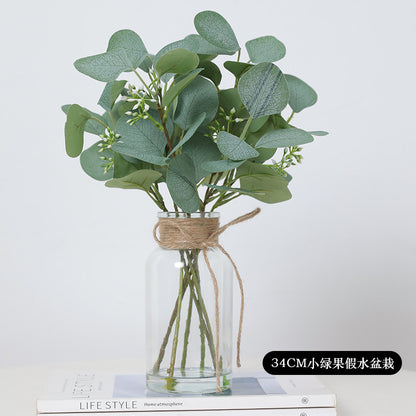 Lifelike Artificial Eucalyptus Money Leaf Arrangement - Stunning Fake Floral Display for Home Décor, Office Decoration, and Eco-Friendly Plants in Vase