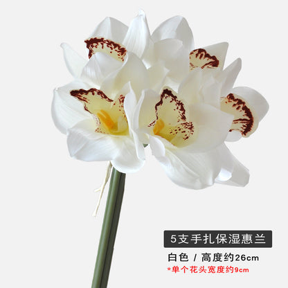 Luxurious Lifeslike Orchid Bouquet - Soft Touch Moisturizing Artificial Flowers for High-End Home Decor and Elegant Wedding Bouquets