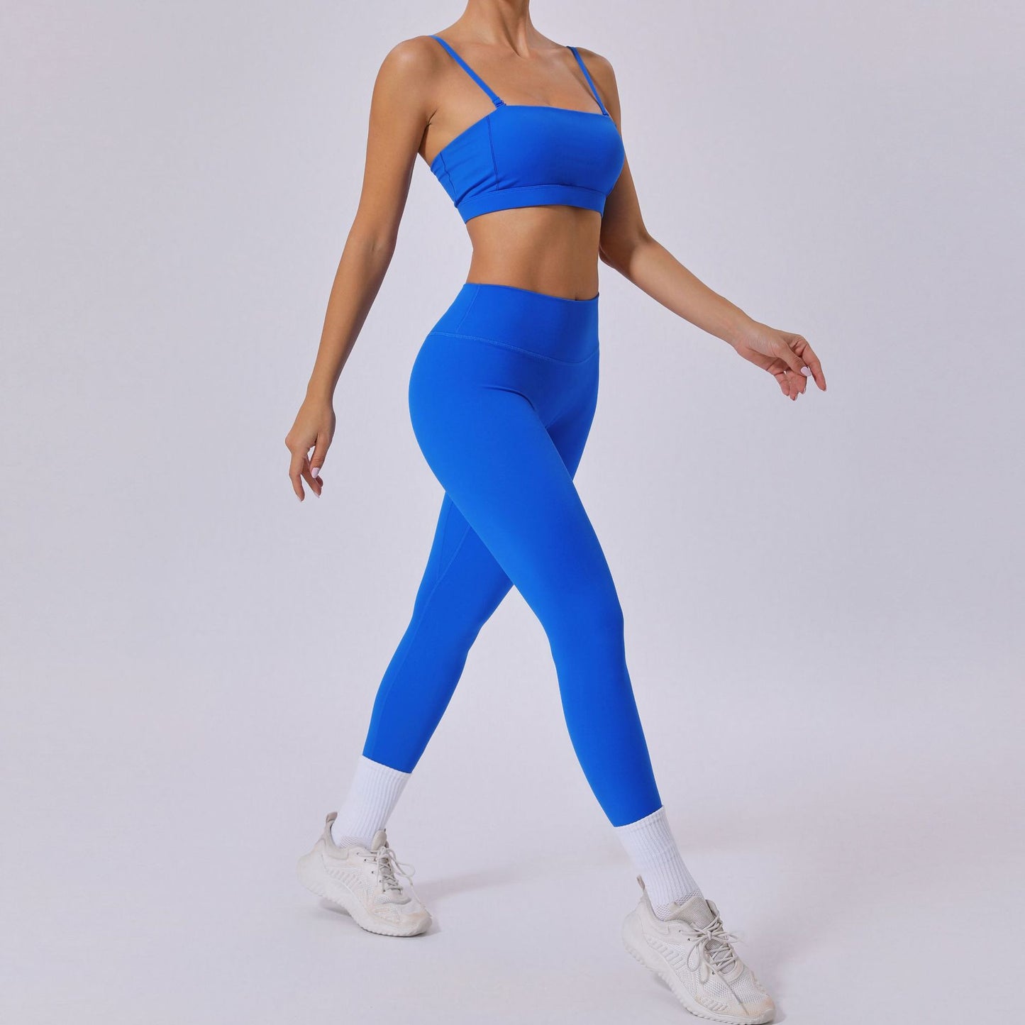 Versatile Detachable Strap Sports Bra and High Waisted Leggings Yoga Set Breathable Quick Dry Workout Outfit for Running and Fitness Enthusiasts