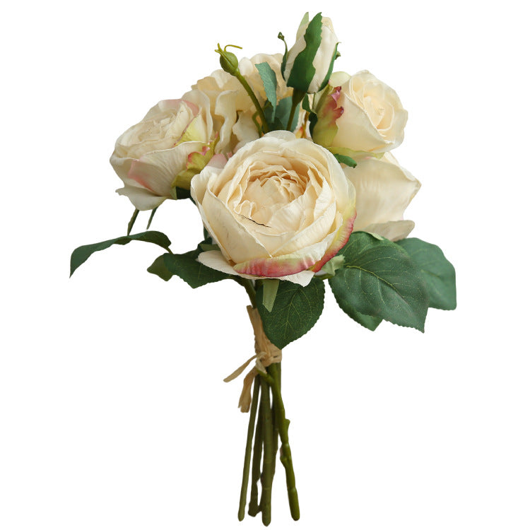 Stunning Artificial Silk Floral Arrangement: European-Style Fake Rose and Hydrangea Bouquet for Elegant Wedding Decor and Home Interiors - Perfect for Living Room Display