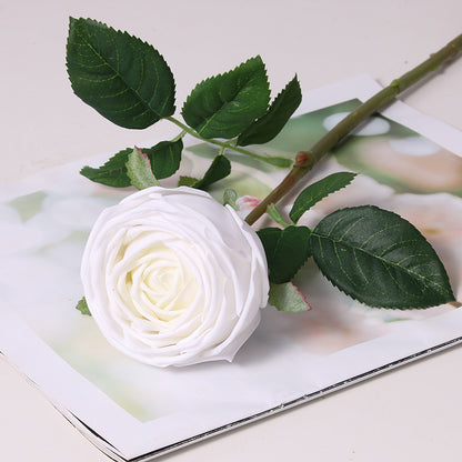 Realistic Touch Artificial Single Stem Rose - Lifelike Hydrating Rose for Weddings and Home Decor, Perfect as Bridal Bouquet and Decorative Faux Flower