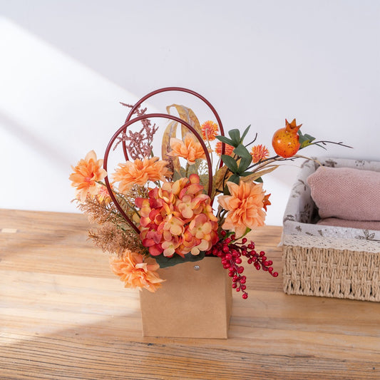 Stunning Sunset-Inspired Artificial Flower Arrangement Set - Perfect for Home Decor, Weddings, and Wall Accents | Elegant Handheld Bouquet (CF01471)