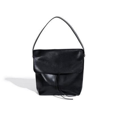 Vintage Genuine Leather Shoulder Bag Large Capacity Artistic Tote Bag with Japanese Korean Style for Commuting and Casual Crossbody Use