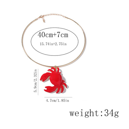 Unique and Creative Ocean-Inspired Red Crab Pendant Necklace - Minimalist Casual Jewelry for Women