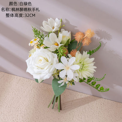 Autumn Maple Grove Artificial Floral Bouquet - Elegant Home Décor with Realistic Design for Stunning Wall Accents and Charming Handheld Arrangements