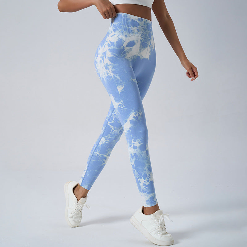 High Waisted Tie Dye Yoga Pants for Women Butt Lifting No Show Seam 3 4 Length Leggings for Comfort and Performance