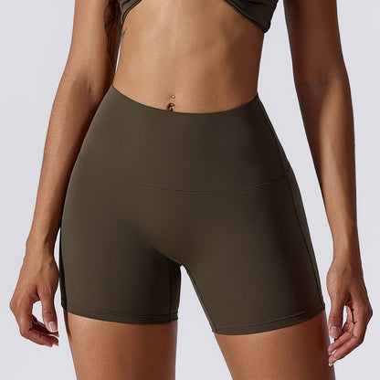 Candy Color Quick Dry Yoga Shorts Butt Lifting High Waisted Running Fitness Leggings Fit for Active Wear Style 8013