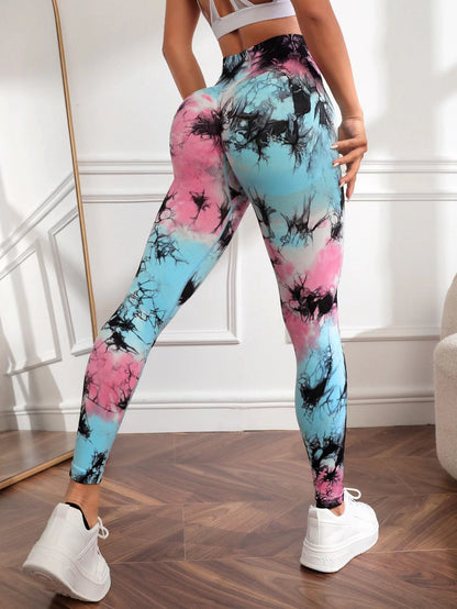 Seamless Tie Dye Peach Yoga Pants for Women High Waisted and Comfortable Athletic Leggings for Workout and Fitness