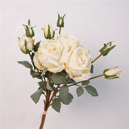 European Artificial Flower Bouquet - 9-Head Greek Rose Arrangement for Elegant Home Décor, Luxurious Silk Floral Accent with Stunning Edge Detail