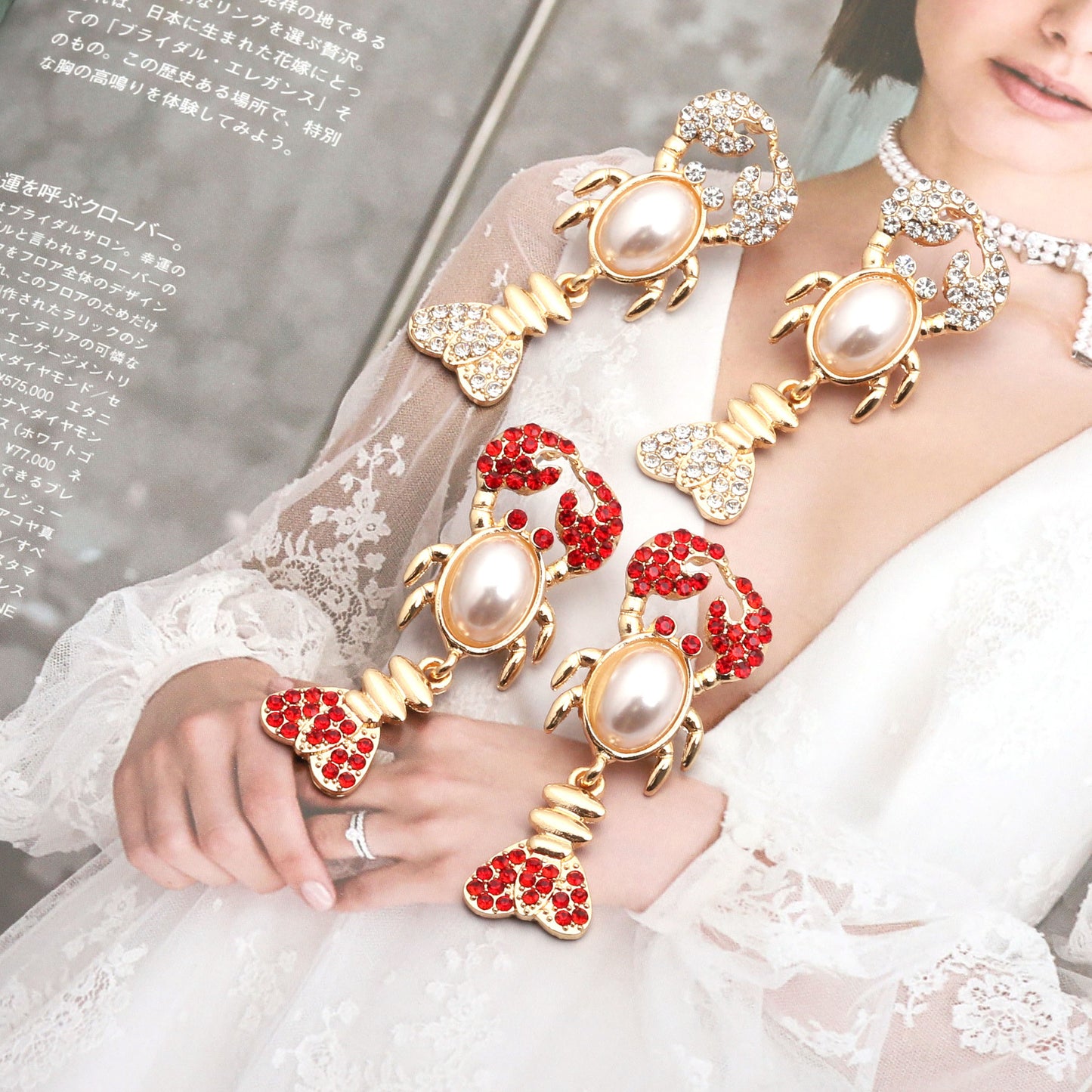 Unique Rhinestone Shrimp Earrings - Trendy Animal Jewelry for Bold Fashion Statements!