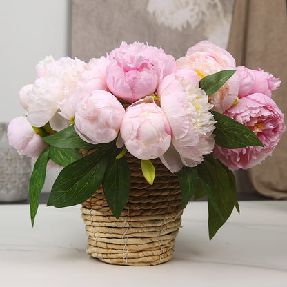 Luxurious Faux Peony Flower Bouquet - Elegant Home Decor for Living Room, TV Stand, and Entrance Display, Perfect for Photography Props