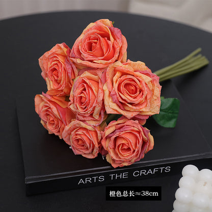 7-Head Artificial Rose Bouquet for Home Decor - Perfect for Photography Props, Wedding Aisle Decorations, and Bridal Bouquets - Lifelike Faux Flowers that Enhance Any Setting