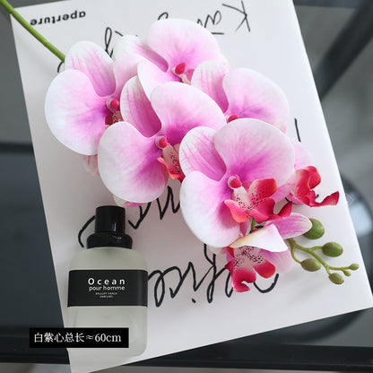 Fresh & Lively 3D Printed 7-Head Orchid Simulation Flowers – Luxurious Faux Floral Arrangement for Home Décor, Perfect for Living Room and Dining Table Centerpieces