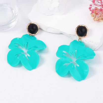Exaggerated Personality Acrylic Hollow Big Petal Flower Drop Earrings - Stylish Minimalist Vacation Jewelry for Women