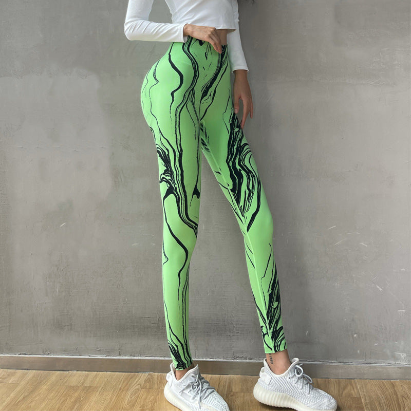 High Waisted Seamless Printed Butt Lifting Fitness Leggings for Women Tie Dye Yoga Pants for Outdoor Workouts and Training