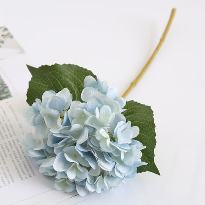 Lifelike Two-Leaf Hydrangea Silk Flower - Single Branch Large Decorative Bloom for Hotel Decor, Wedding Celebrations, and Photography Props - Beautifully Crafted Fake Flowers for Lasting Elegance