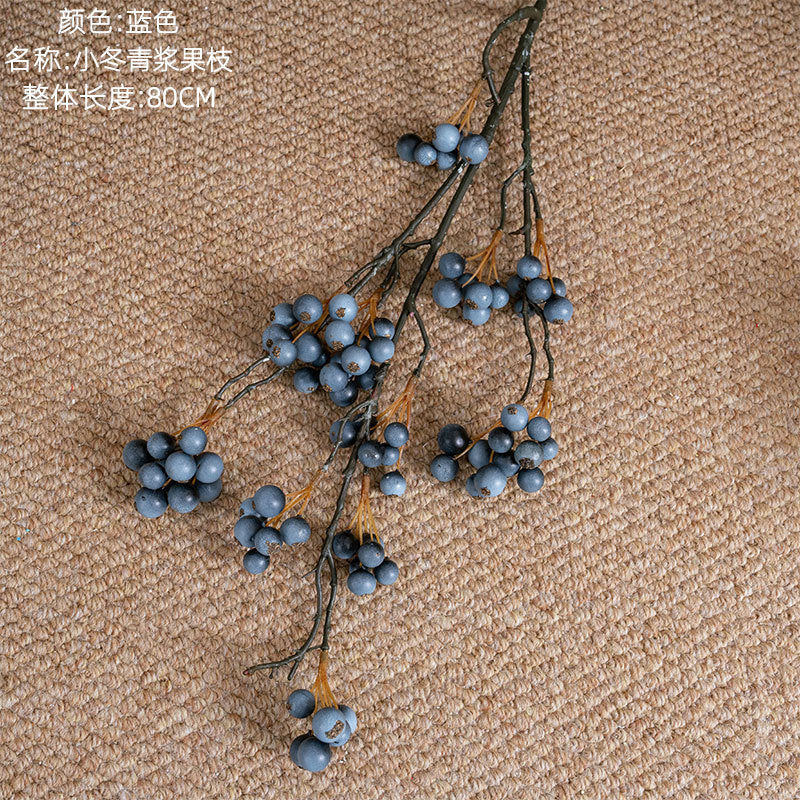 Realistic Winterberry Decorative Faux Flowers - Lush Green Plant for Weddings and Home Decor - Trendy INS Style Artificial Blooms MW76601