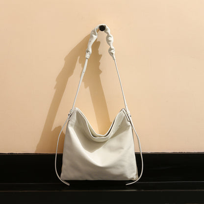 Spacious Genuine Leather Women's Fashion Shoulder Bag Tote and Crossbody Purse with Pleats for Everyday Use