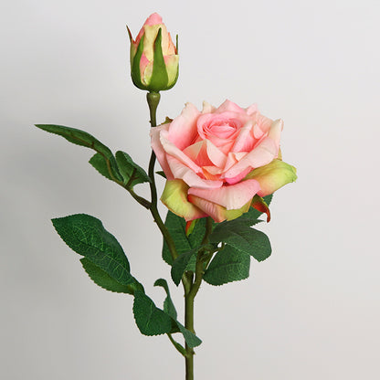 Lifelike Moisturizing Rose Simulation Flower for Home Decoration - Elegant Indoor Floral Arrangement with Double-Curled Edges for Living Room Aesthetics