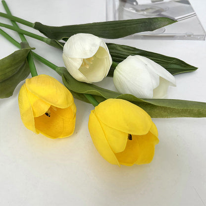 Luxurious Faux Tulip Bouquet with  PU Finish - Perfect for Home Décor, Living Room Arrangements, and Elegant Wedding Floral Handheld Displays