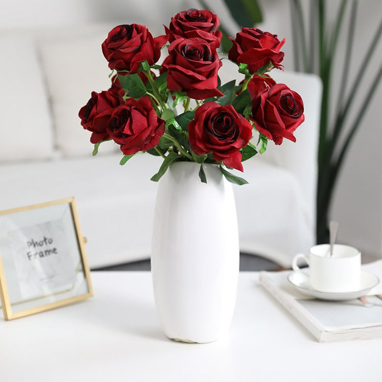 Lifelike Black Rose Artificial Flower for Home Decor - Perfect for Dark Aesthetic Photography Props and Elegant Floral Arrangements