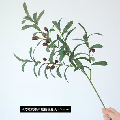 Realistic Artificial Olive Branch with Fruit - 4 Forks, Perfect for Wedding Decor and Home Decorations,  Quality Faux Flowers