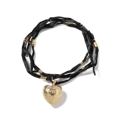 Unique 3D Heart Pendant Long Fabric Street Style Necklace for Men and Women – Perfect for Everyday Wear and Special Occasions
