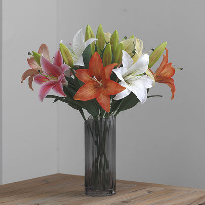 Realistic Silk Luxury Lily Flower Décor – Elegant Faux Floral Arrangement for Living Room, Dining Table Centerpiece, Wedding Decoration, and Photography Prop