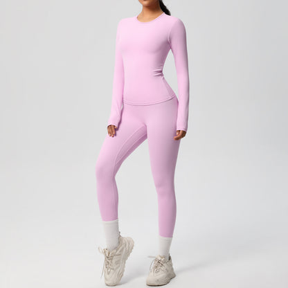 Quick Dry Skin Friendly Full Sleeve Yoga Suit with Slimming Fitness Leggings Outdoor Running and Workout Outfit for Women