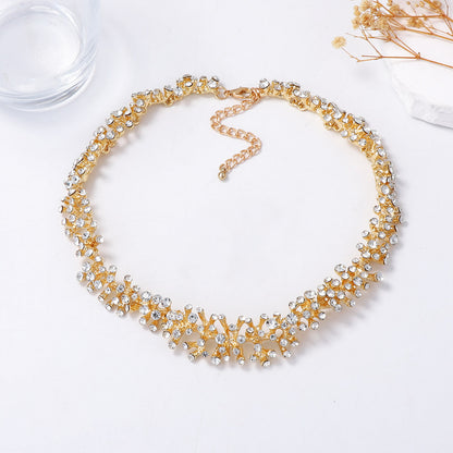 Exquisite Luxury Allure: Rhinestone-Encrusted Alloy Waterfall Floral Pendant Necklace for Women - Perfect for Every Occasion
