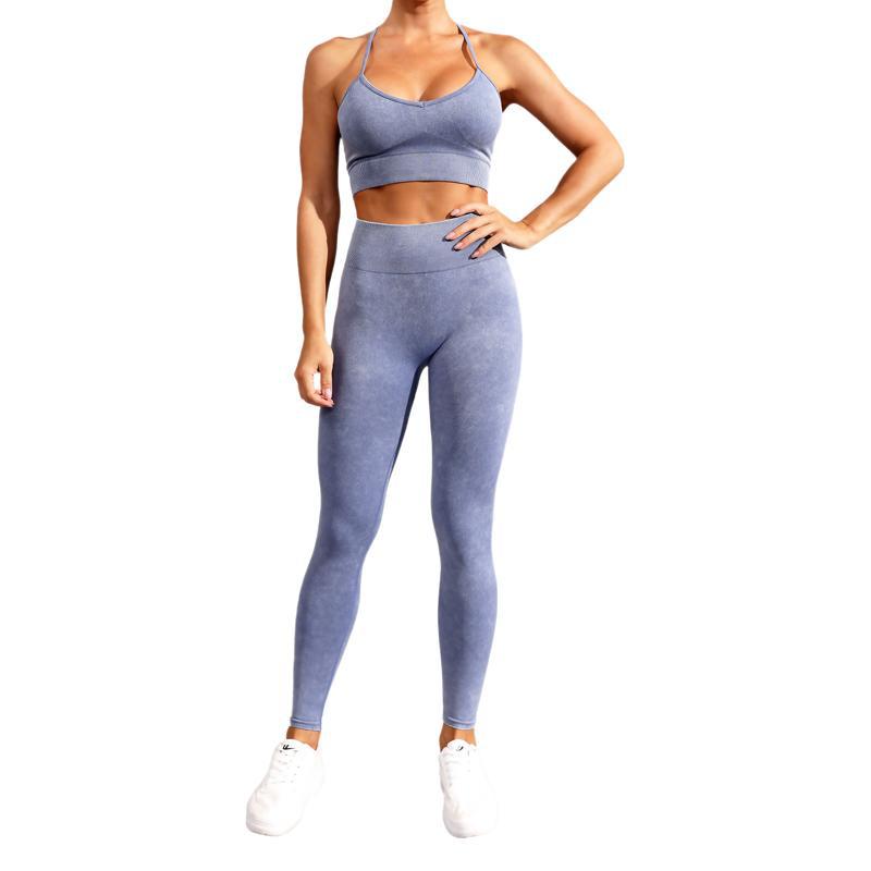 High Waisted Sand Washed Yoga Set for Women and Functional Gym Wear Quick Dry Running and Fitness Outfit with Supportive Fit