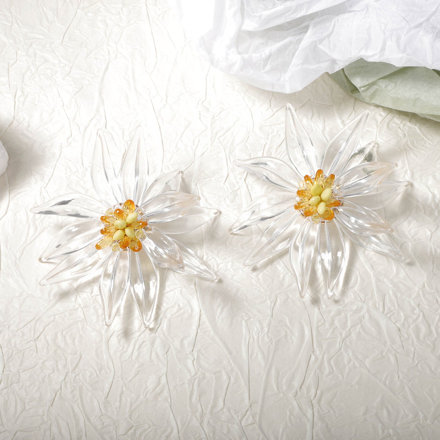 Trendy Large White Floral Statement Earrings for Women – Perfect for Vacations, Parties, and Evening Events