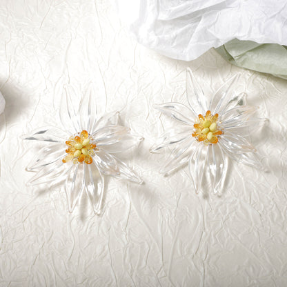 Trendy Large White Floral Statement Earrings for Women – Perfect for Vacations, Parties, and Evening Events