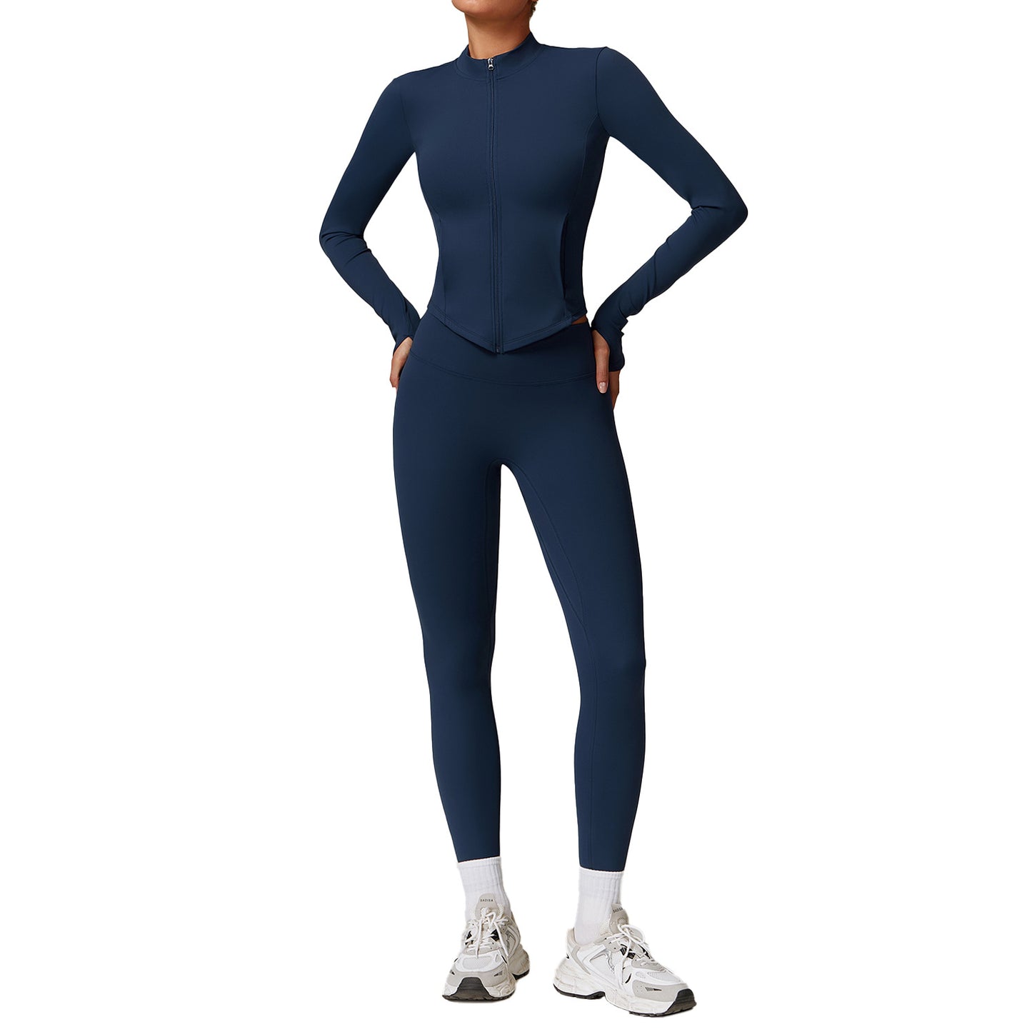 High Waisted Warm Fleece Lined Activewear Set Women's Long Sleeve Yoga and Fitness Outfit with Wide Leg Pants for Comfort and Style