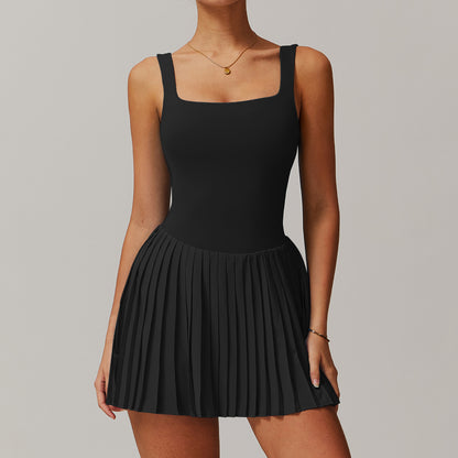 Fashionable Two Piece Look Tennis Skirt with Built In Shorts Anti See Through Fitness Skort with Pockets Pleated Athletic Dress for Optimal Performance and Comfort