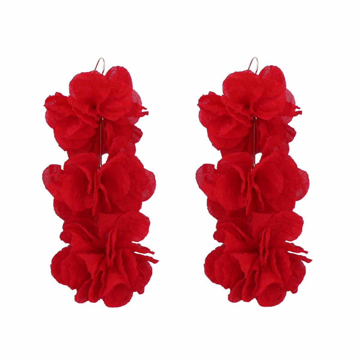Exaggerated Floral Fabric Drop Earrings for Women - Versatile Spring/Summer Essential for Everyday Style and Commuting