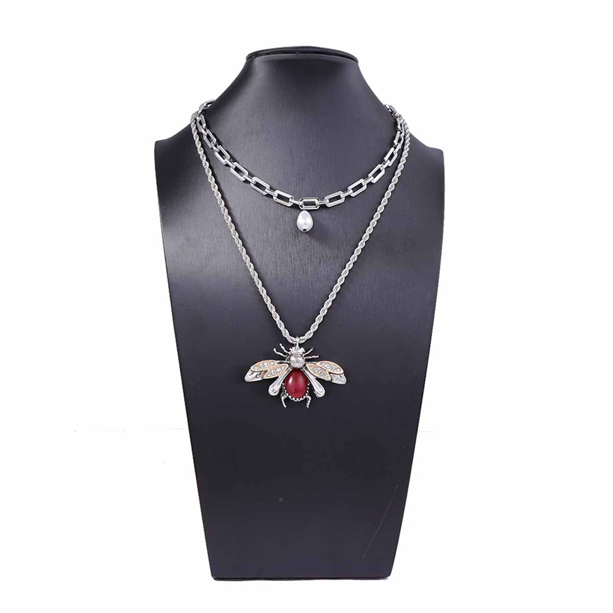Set of 2 Elegant Animal Pendant Necklaces with Imitation Pearls and Micro-Paved Zircon Stones – Perfect for Everyday Wear and Commuting for Women
