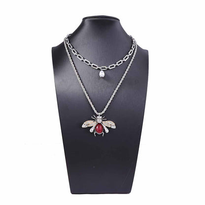 Set of 2 Elegant Animal Pendant Necklaces with Imitation Pearls and Micro-Paved Zircon Stones – Perfect for Everyday Wear and Commuting for Women