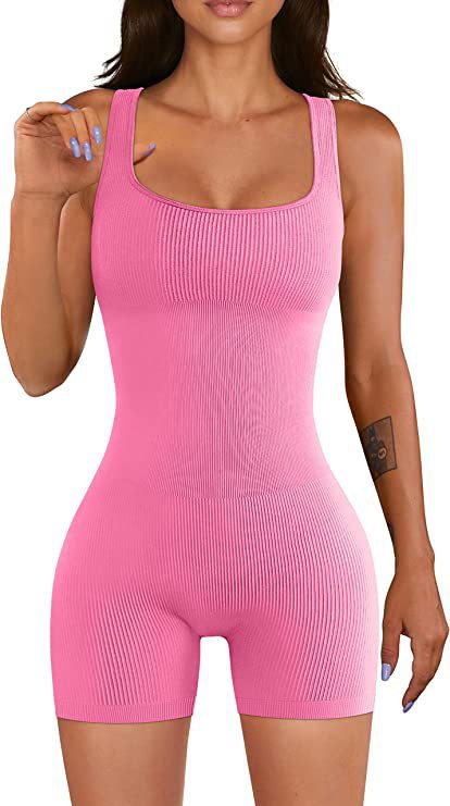 Seamless Threaded Women's Yoga Bodysuit Back Design Sleeveless for Outdoor Sports Intense Workouts