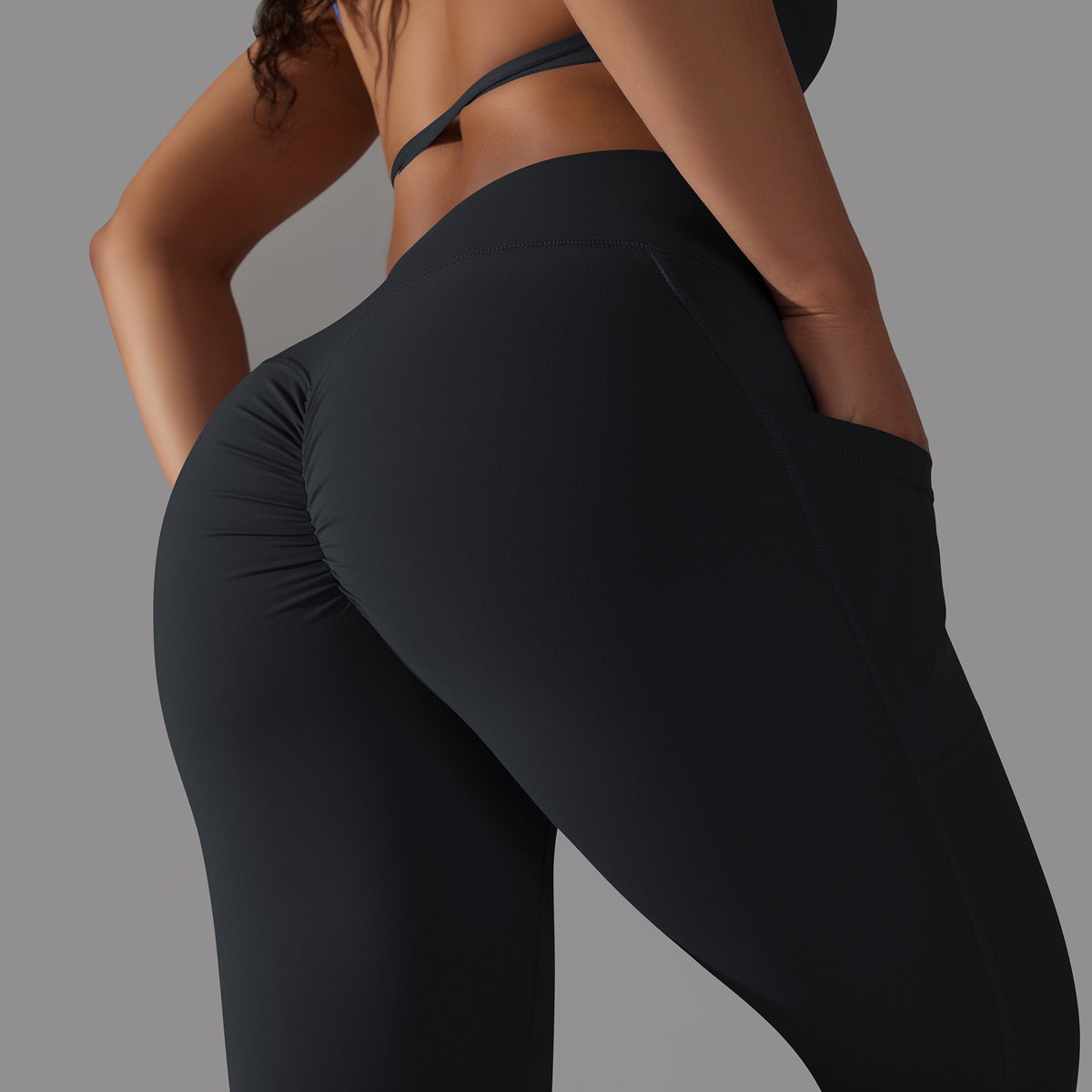 High Waisted Cross Back Yoga Pants with Double Side Pockets Peach Lift Leggings for Maximum Comfort Breathability for Cycling Gym Everyday Wear