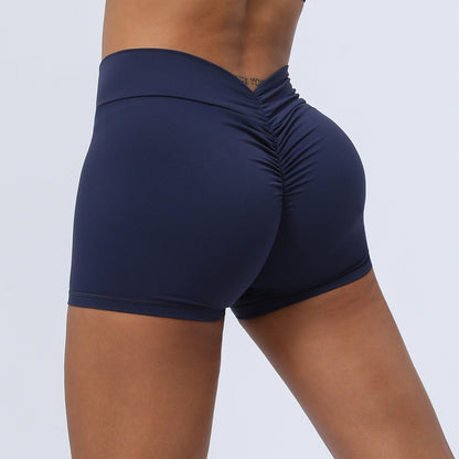 V Waist Ruched Lifting Workout Shorts Seamless Peachy Butt Yoga Shorts for Fitness Exercise