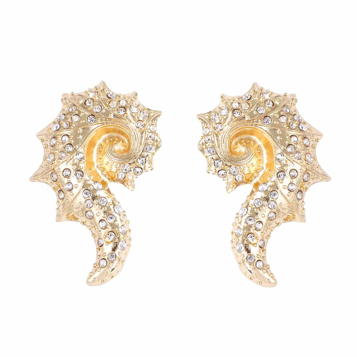 Exquisite Ocean-Inspired Luxury Statement Pearl Shell Alloy Earrings with Sparkling Zircon Stones for Unique Style