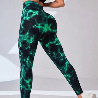 Seamless High Waisted Tie Dye Yoga Pants for Women Shaping Outdoor Workout Leggings with Butt Lifting Design for Comfort and Flexibility