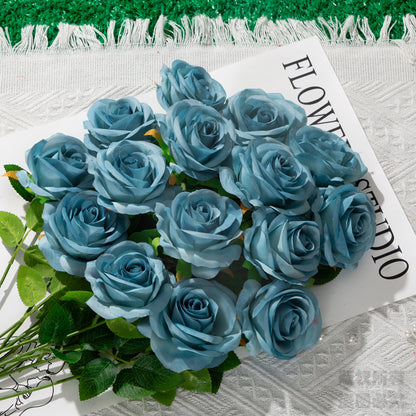 Stunning Ice Blue Rose Bouquet – Luxurious Faux Flowers for Weddings and Home Décor – Perfect for Elegant Celebrations and Lasting Arrangements