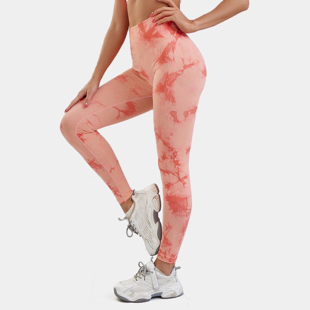 High Waisted Tie Dye Fitness Leggings for Women Peach Lifting Yoga Pants with Quick Dry Technology Three Quarter Length for Workouts and Everyday Wear